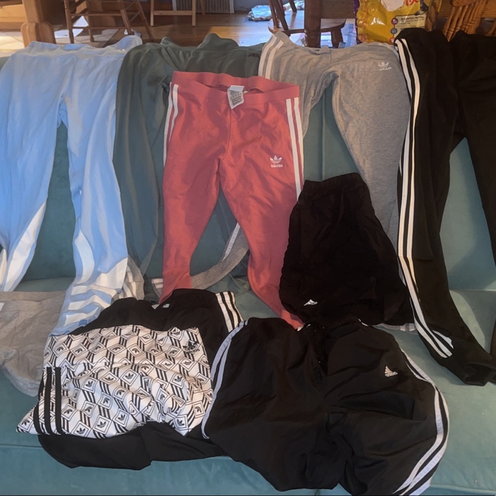 Adidas bottoms lot leggings shorts and track pants lot of 9
